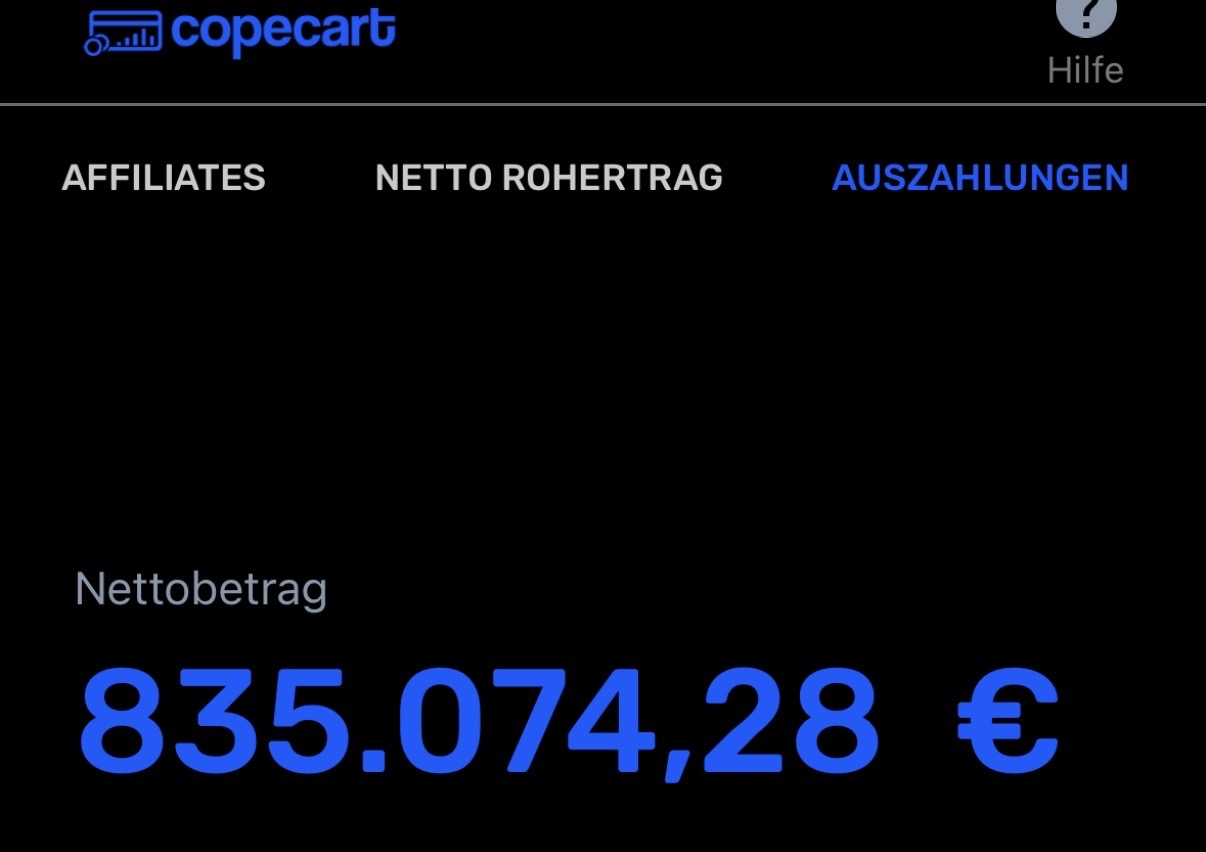 Generierter Umsatz (CopeCart)