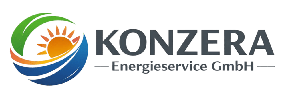Logo mit Sonne, umgeben von grünen und blauen Bögen, daneben "KONZERA Energieservice GmbH".