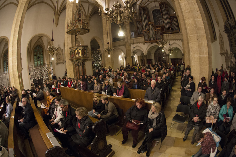 Massed finale of all choirs in the Stadtpfarrkirche, Voices of Spirit 2014, Graz