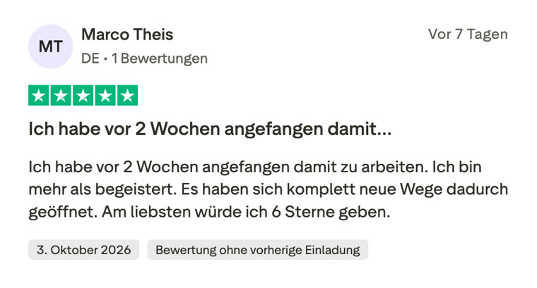 Trustpilot-Bewertung von Marco