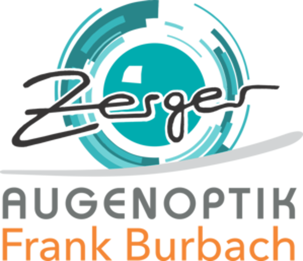 Logo von Zerger Augenoptik Frank Burbach mit türkisfarbenem Kreis und stilisiertem Auge.