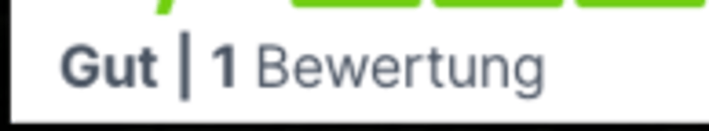 4,1 Gut | 1 Bewertung mit vier grünen Sternen und einem grauen Stern.