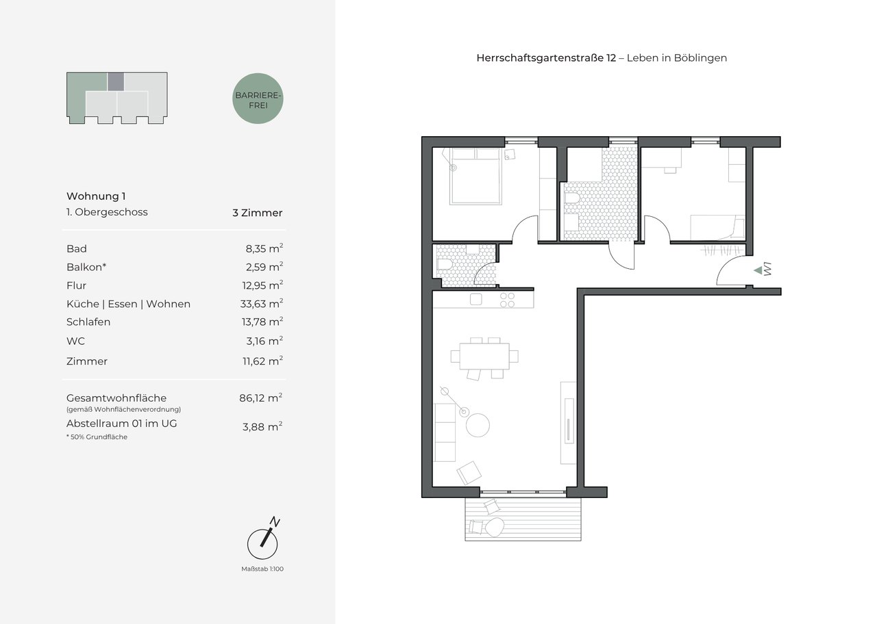 Grundriss Wohnung 1