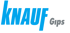 Knauf Gips Logo mit blauem "Knauf" und grauem "Gips" Text.