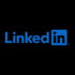 LinkedIn-Logo, blauer Text "Linked in" auf schwarzem Hintergrund, das "in" in einem blauen Quadrat.