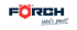 Förch Logo in Blau und Rot mit dem Slogan „Weil’s passt!“ auf schwarzem Hintergrund.