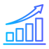 Icon eines wachsenden Balkendiagramms mit Pfeil, steht für messbare Ergebnisse durch Webdesign