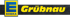 Edeka Grüber Logo mit blauem E auf gelbem Quadrat und gelbem Text "Grüber" auf schwarzem Hintergrund.