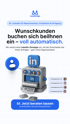 LeadBridge-Logo, Text: „Wunschkunden buchen sich bei Ihnen ein – voll automatisch.“ LinkedIn-Maschine generiert Termine.