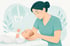 Osteopathin behandelt Baby
