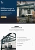 Website-Screenshot mit Terrassenüberdachung, Wintergarten und Text zu Überdachungen und Markisen nach Maß.