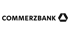 Commerzbank-Logo mit schwarzem Schriftzug "COMMERZBANK" und einem schwarzen, dreieckigen Symbol daneben.