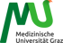 Logo der Medizinischen Universität Graz: Grünes "MU" mit aufsteigendem Pfeil und Text "Medizinische Universität Graz".