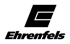 Schwarzes Ehrenfels-Logo mit einem stilisierten "E" über dem Schriftzug "Ehrenfels".