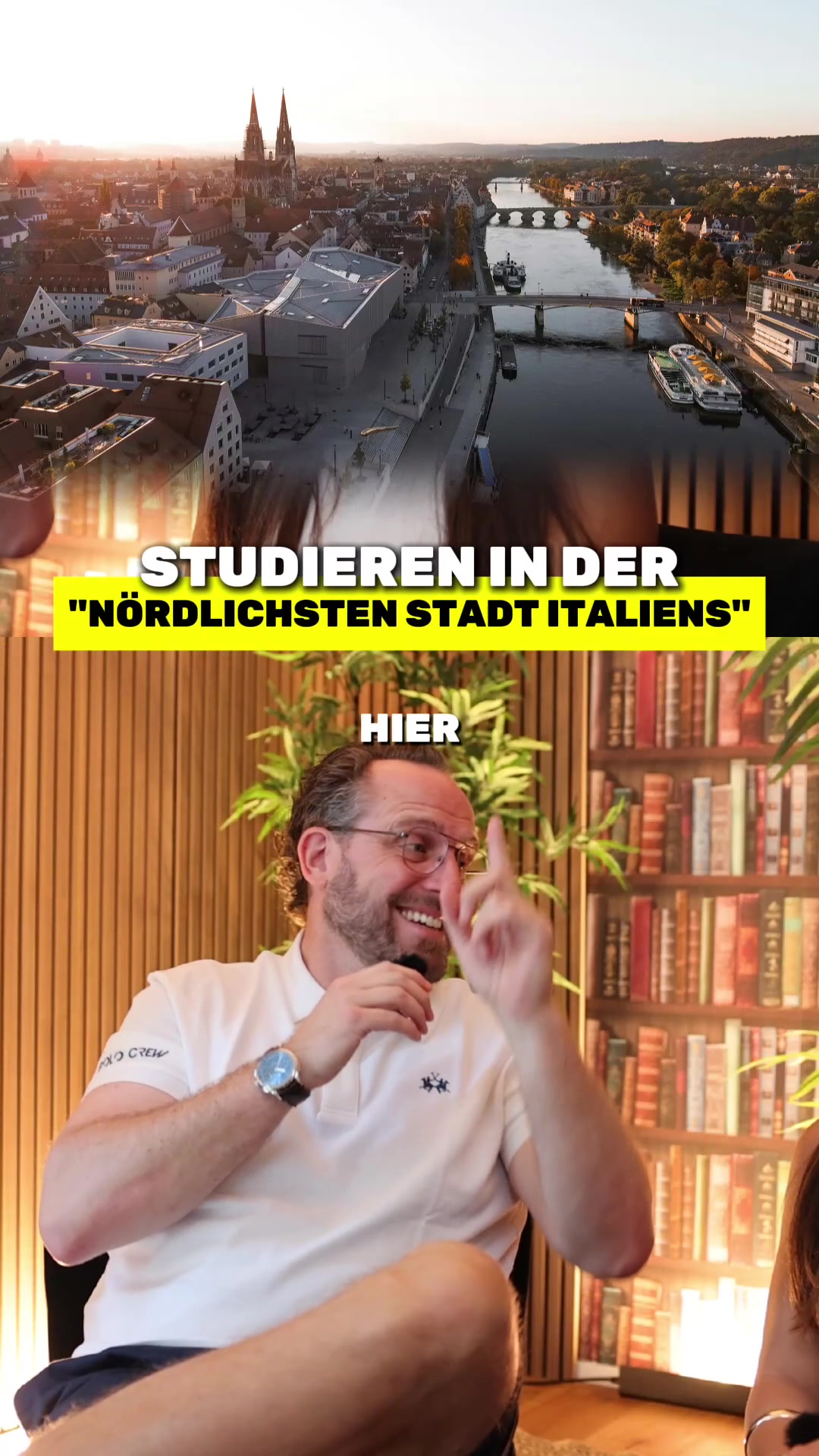 Standbild aus dem Video, das Regensburg als nördlichste Stadt Italiens positioniert