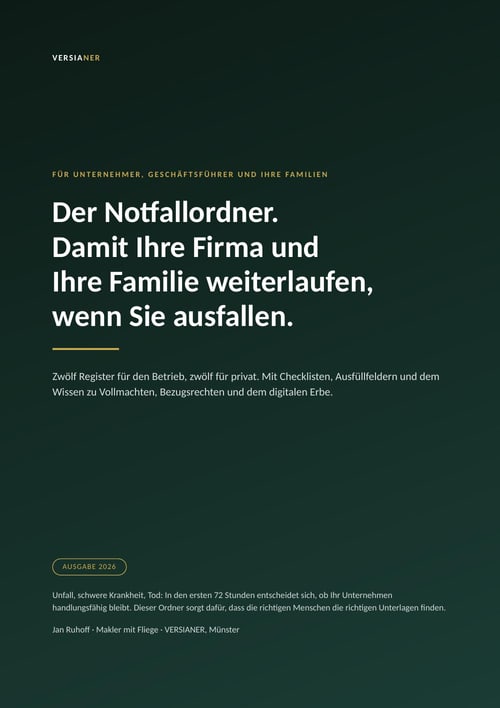 Notfallordner für Unternehmer, Titelseite