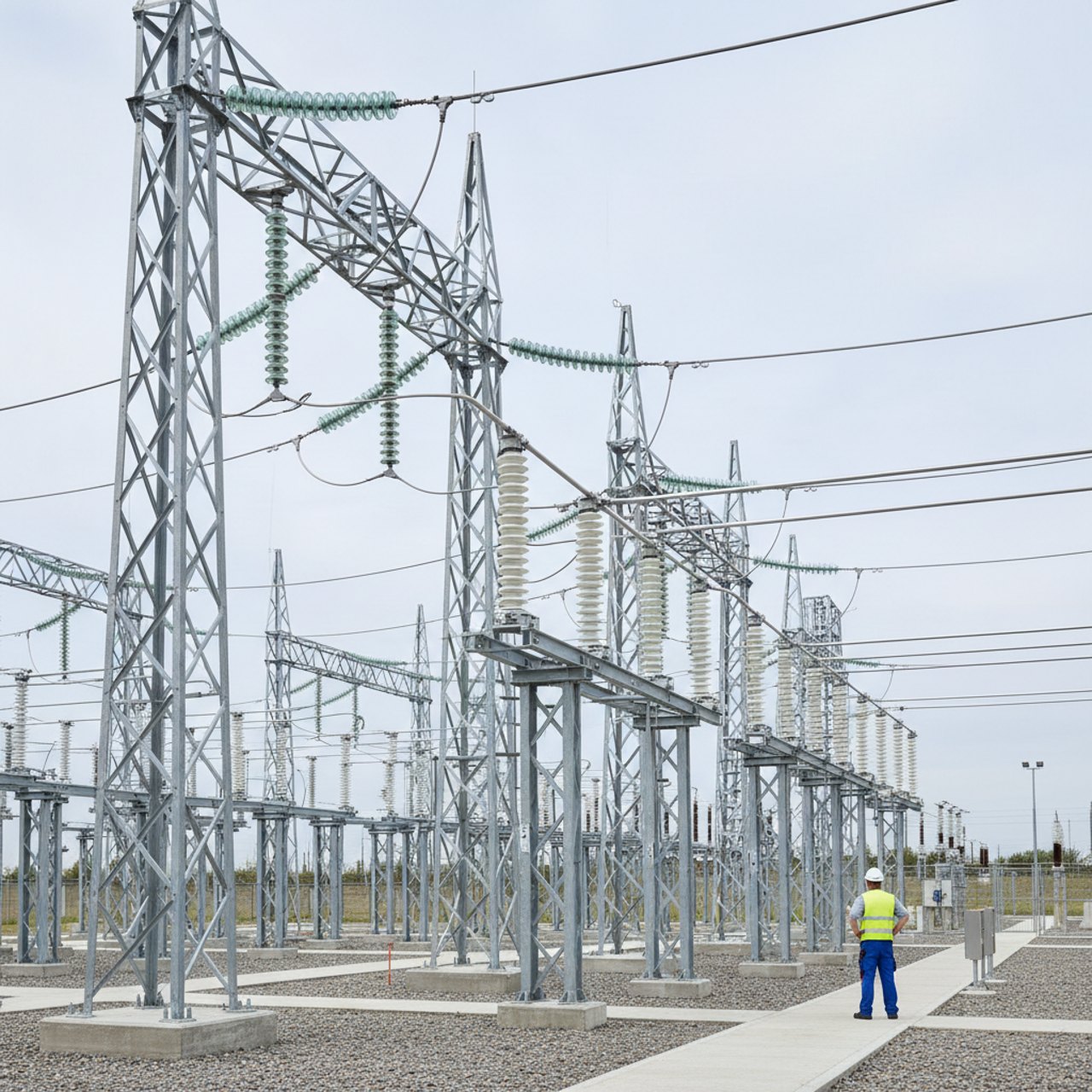 Umspannwerk mit Sammelschienen als Netzanschlusspunkt einer Energieanlage