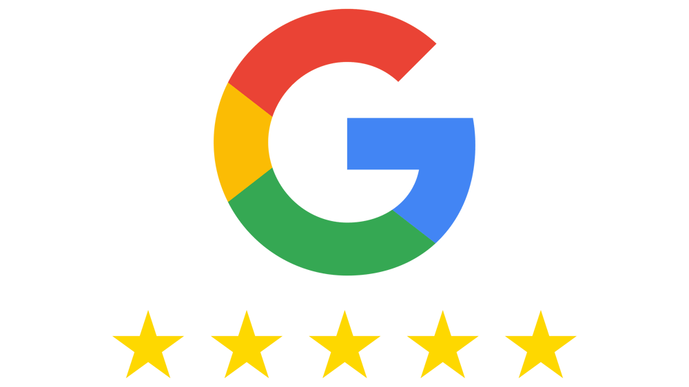 Google-Logo mit fünf gelben Sternen auf dunkelgrünem Hintergrund.