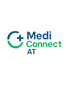 Logo von MediConnect AT mit blau-grünem Symbol und blauem Text.
