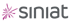 Siniat Logo mit einem pinken, sternförmigen Symbol links neben dem grauen Schriftzug "siniat".