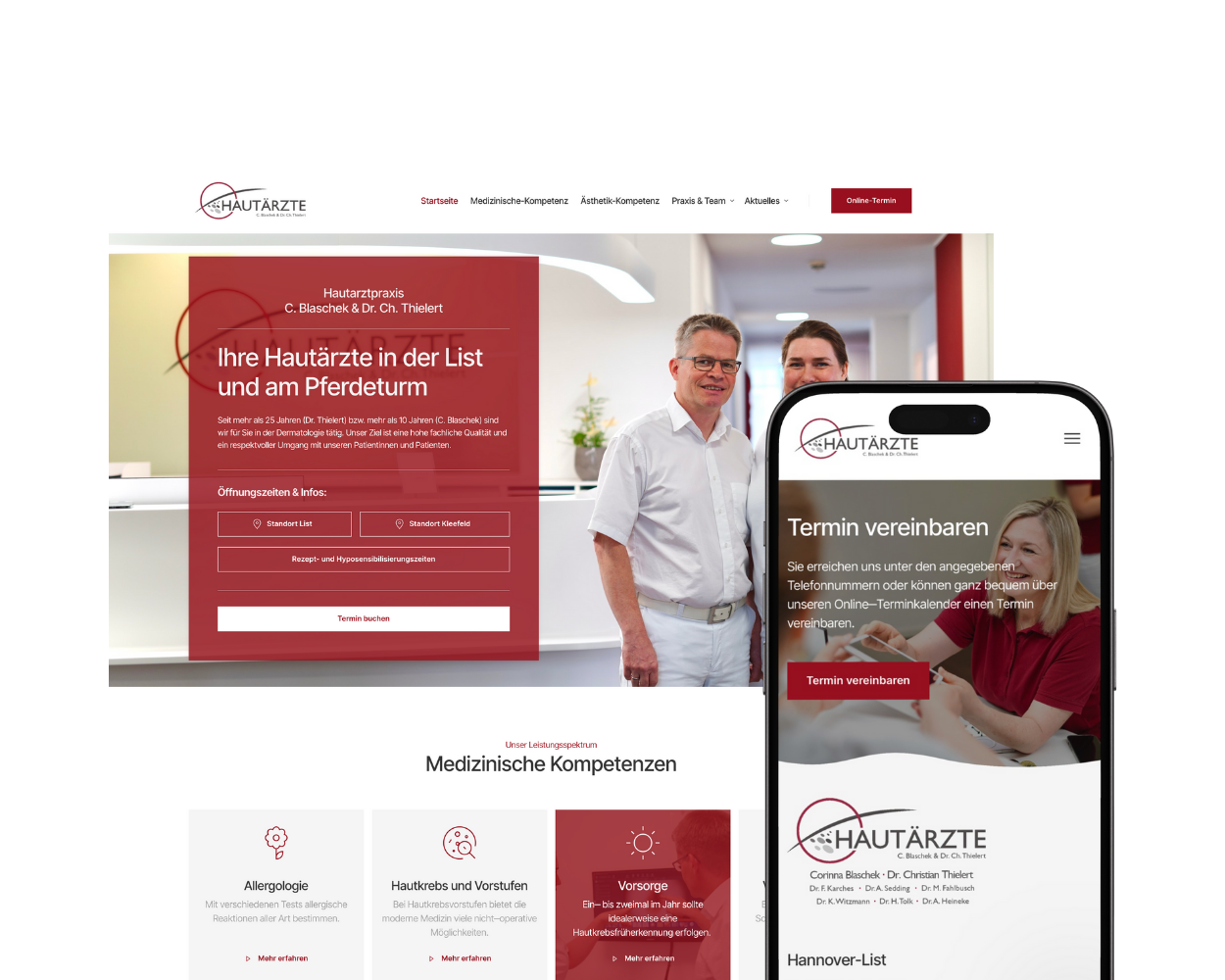 Website Hautärzte Baschek und Thielert