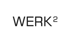 Schwarzer Text „WERK²“ auf dunkelgrünem Hintergrund.