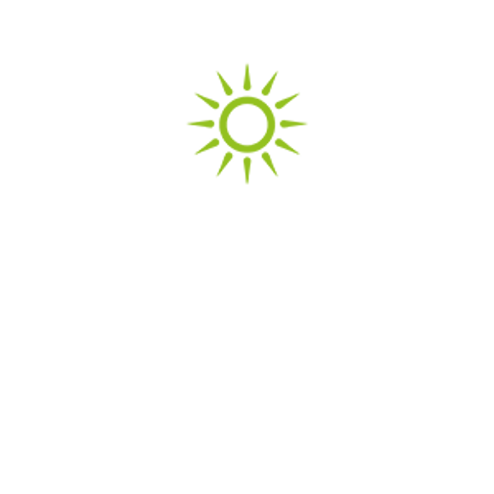 Ein Solarmodul mit einem Sonnen-Symbol darüber, auf grünem Hintergrund.
