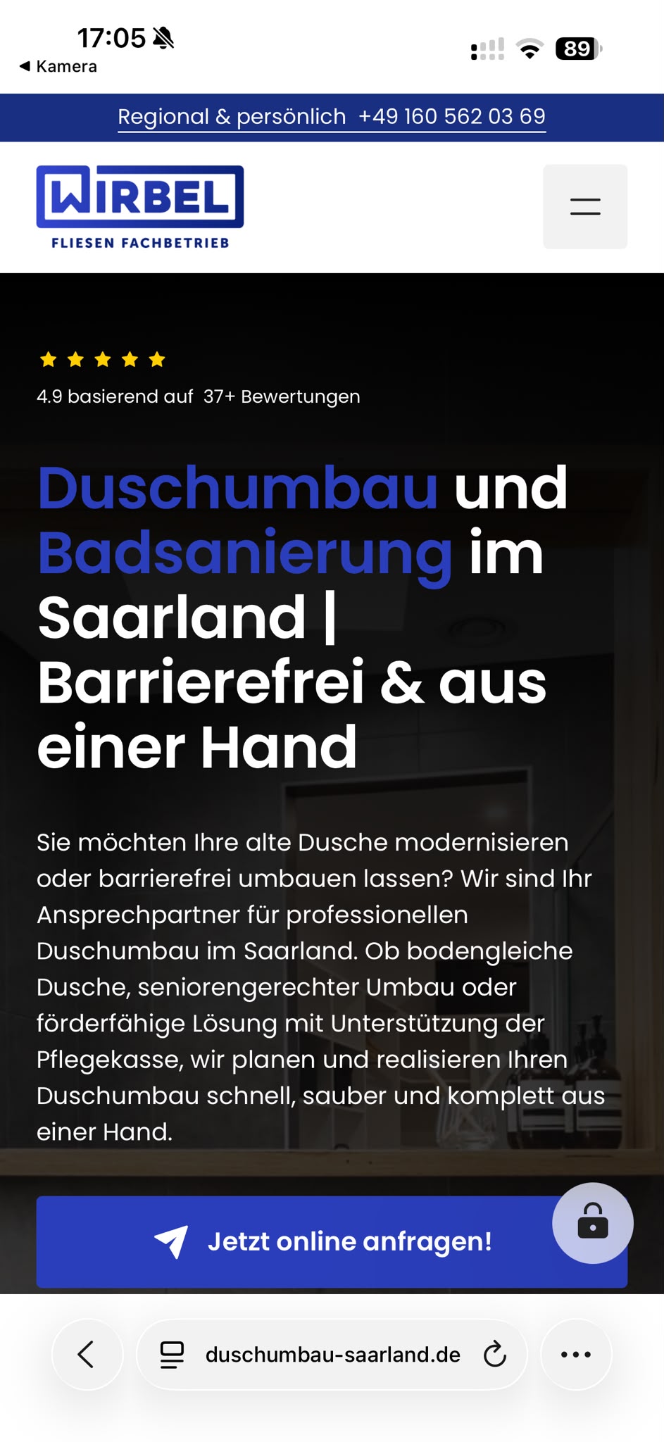 Mobile Ansicht Duschumbau und Badsanierung
