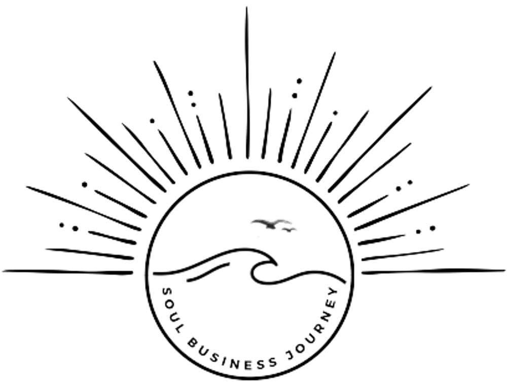Kreis mit Welle und Möwe, darüber strahlende Sonne, darunter Text "SOUL BUSINESS JOURNEY".