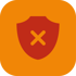 Rotes Schild mit weißem X-Symbol auf orangefarbenem Hintergrund.