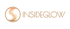 Goldenes Insideglow Logo mit einem geschwungenen S-Symbol in einem Kreis auf schwarzem Hintergrund.