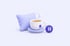 Illustration: Tasse Tee, Kissen und Pause-Taste