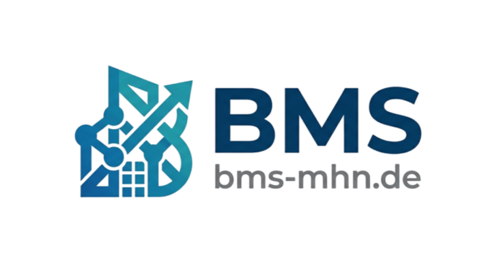 Blue "BMS" logo with an abstract, interconnected design on the left and "bms-mhn.de" below.