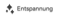 Drei schwarze Rauten und der Schriftzug "Entspannung" auf grünem Hintergrund.