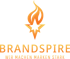 Brandspire Logo: orange Flamme über einem Stern, darunter Text "BRANDSPIRE WIR MACHEN MARKEN STARK"
