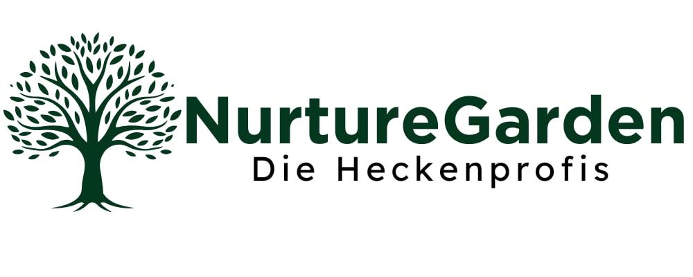 Grünes Baum-Logo neben dem Text "NurtureGarden Die Heckenprofis".
