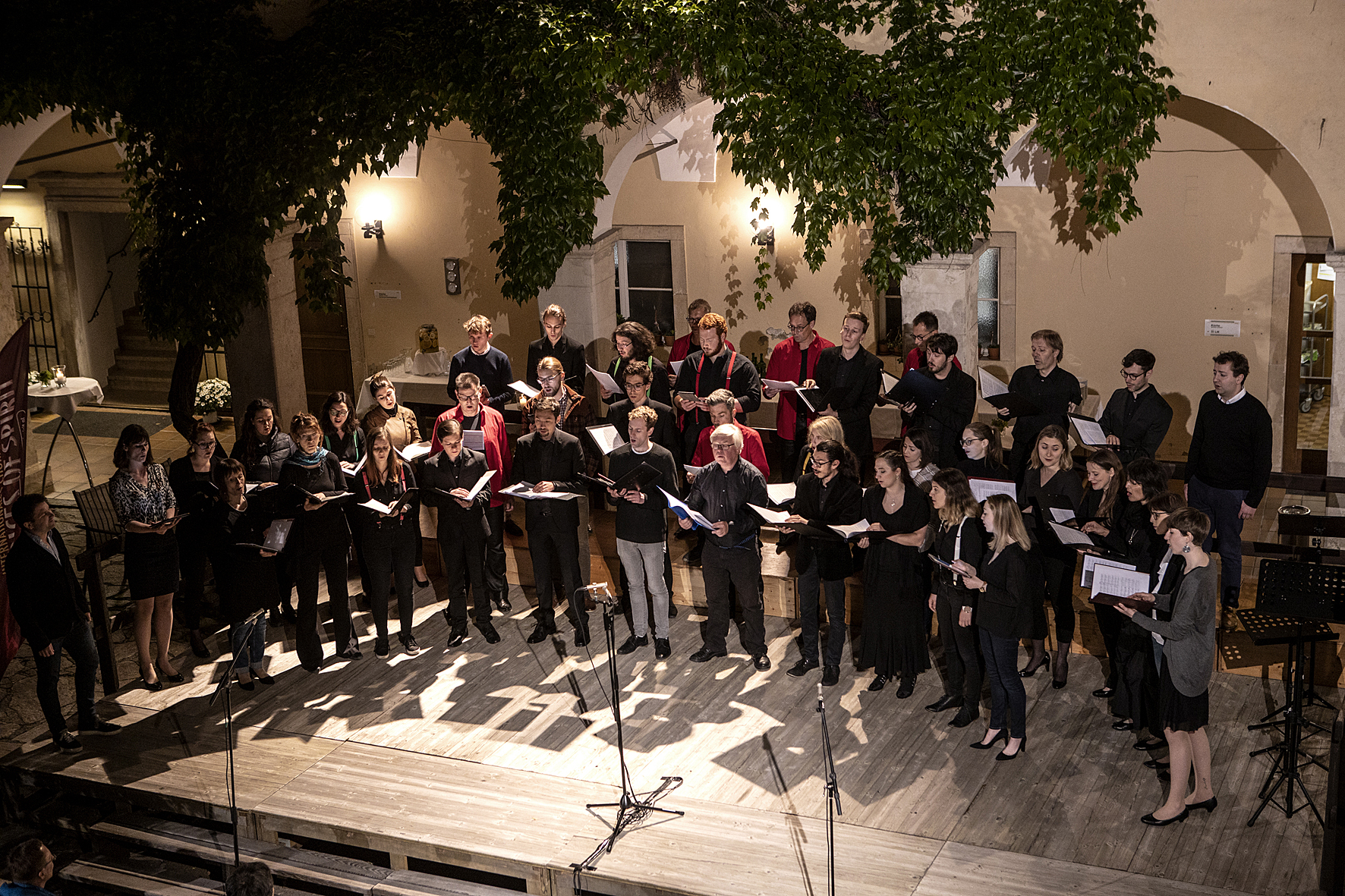 Workshop ensembles rehearsing together at CONSONARE, Voices of Spirit 2019, Graz