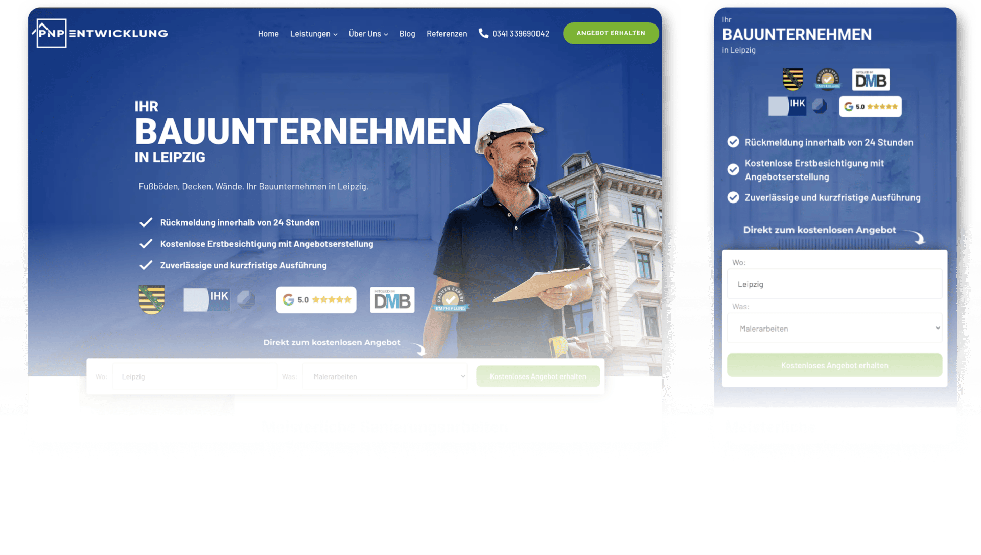 PNP Entwicklung Website Mockups