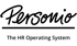Personio-Logo, schwarzer, kursiver Text "Personio" mit einer Linie darunter und "The HR Operating System".