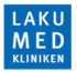 Blaues Rechteck mit weißem Text "LAKU MED KLINIKEN"