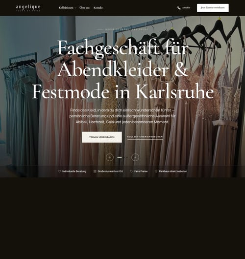 Webseite von Angelique House of Dress