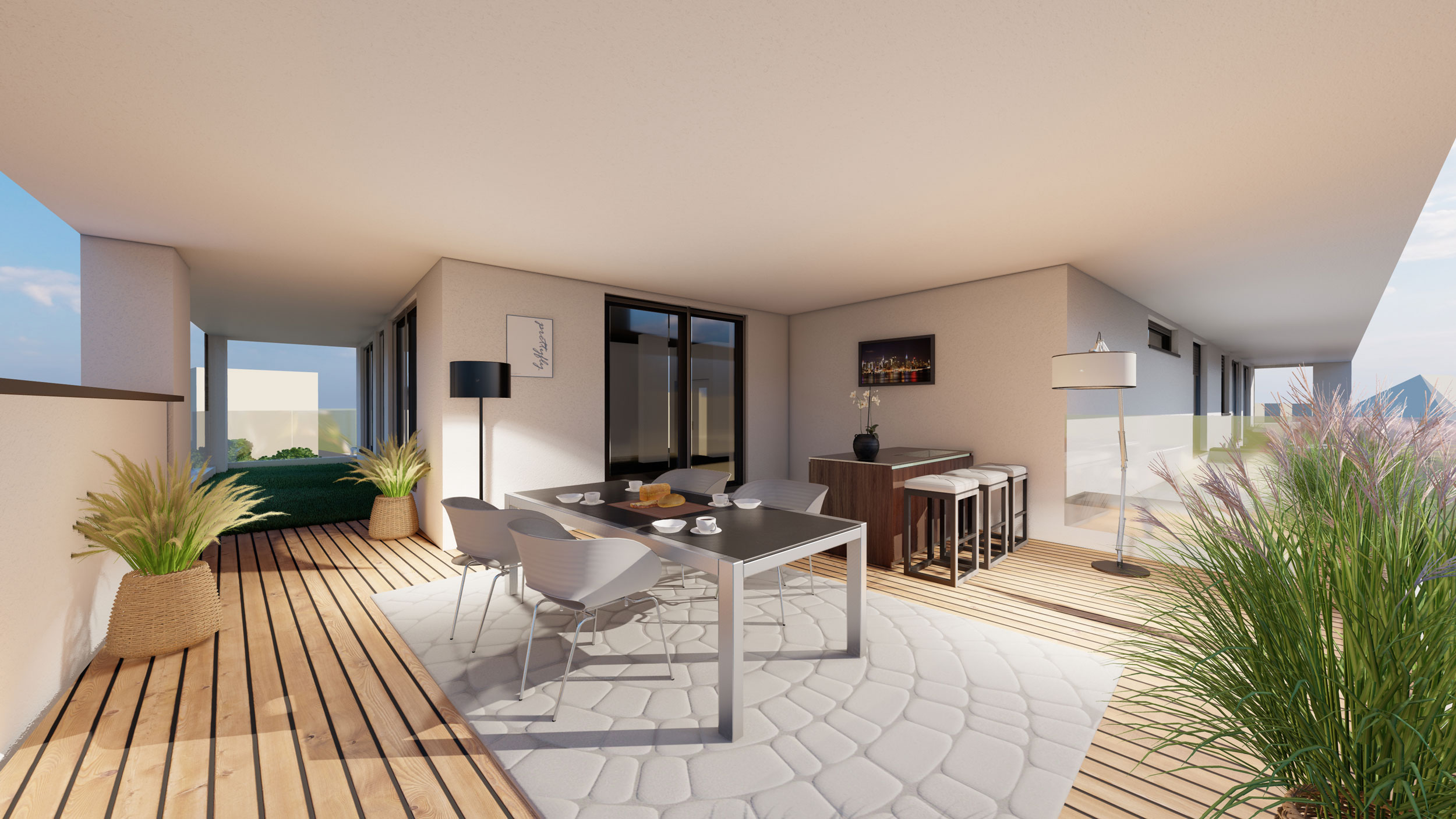 Visualisierung einer möblierten Terrasse