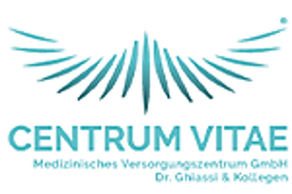 Logo: CENTRUM VITAE, Medizinisches Versorgungszentrum GmbH Dr. Ghiassi & Kollegen, mit stilisierten Flügeln.