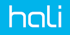 Das Wort „hali“ in weißer, abgerundeter Schrift auf blauem Hintergrund.