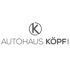 Graues Autohaus Köpf Logo auf dunkelgrünem Hintergrund mit "Inhaber: Reinhard Kreis & Markus Kreis".