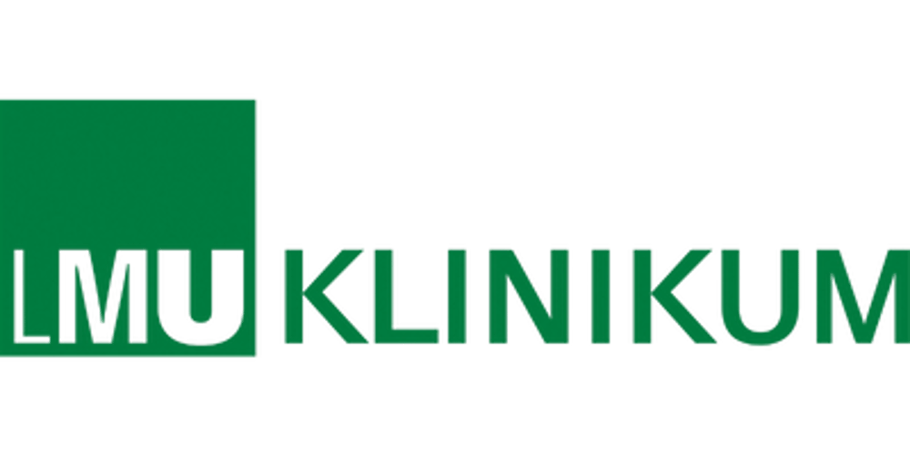 Grünes LMU Klinikum Logo mit einem Quadrat hinter "LMU" und "KLINIKUM" in Großbuchstaben.
