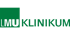 Grünes Logo mit den Worten "LMU KLINIKUM" in Großbuchstaben, wobei "LMU" in einem grünen Quadrat steht.
