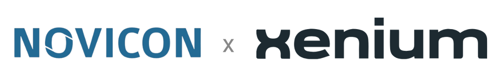 NOVOCON Logo in dunkelblauen Großbuchstaben auf weißem Hintergrund.
