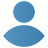 Personensymbol in Hellblau auf dunkelgrünem Hintergrund.