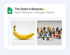 Werbegrafik für Google Sheets-Add-on ‚This Sheet is Bananas🍌‘ – linke Bildhälfte zeigt einzelne Banane, rechte Seite Miniatur-Bauarbeiterfiguren in Teamarbeit, kombiniert Produktivität mit verspieltem Design.